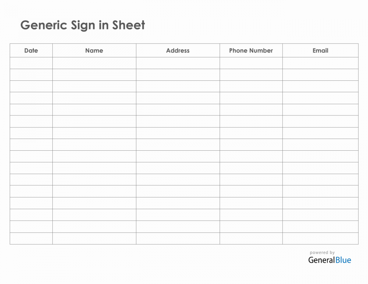 Free Printable Sign In Sheet - Printable - Sign In Sheet Templates