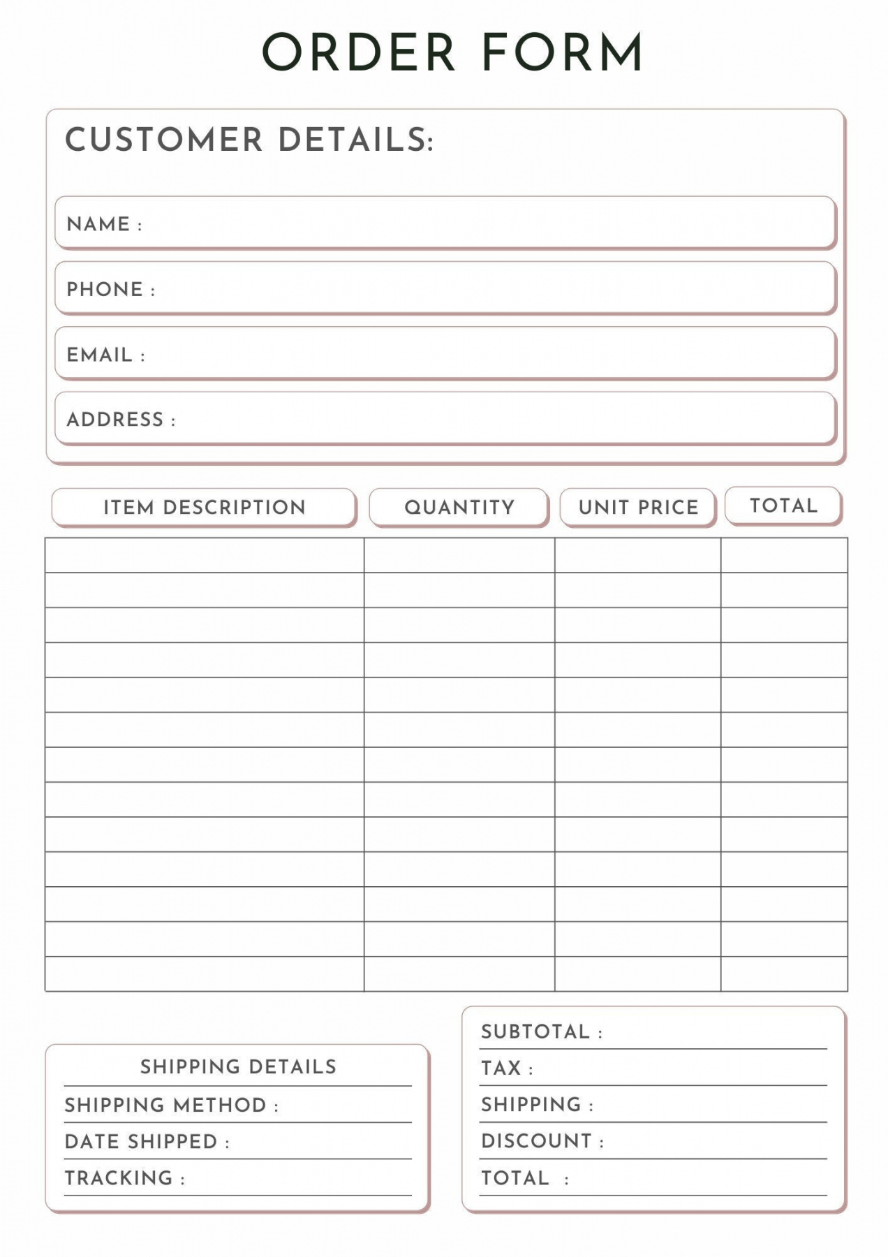 Small Business Free Printable Order Forms - Printable - Small Business Order Form  Printable Digital Download  Simple, Easy To  Use Order Form  Order Tracker  Tracker for Orders  Custom