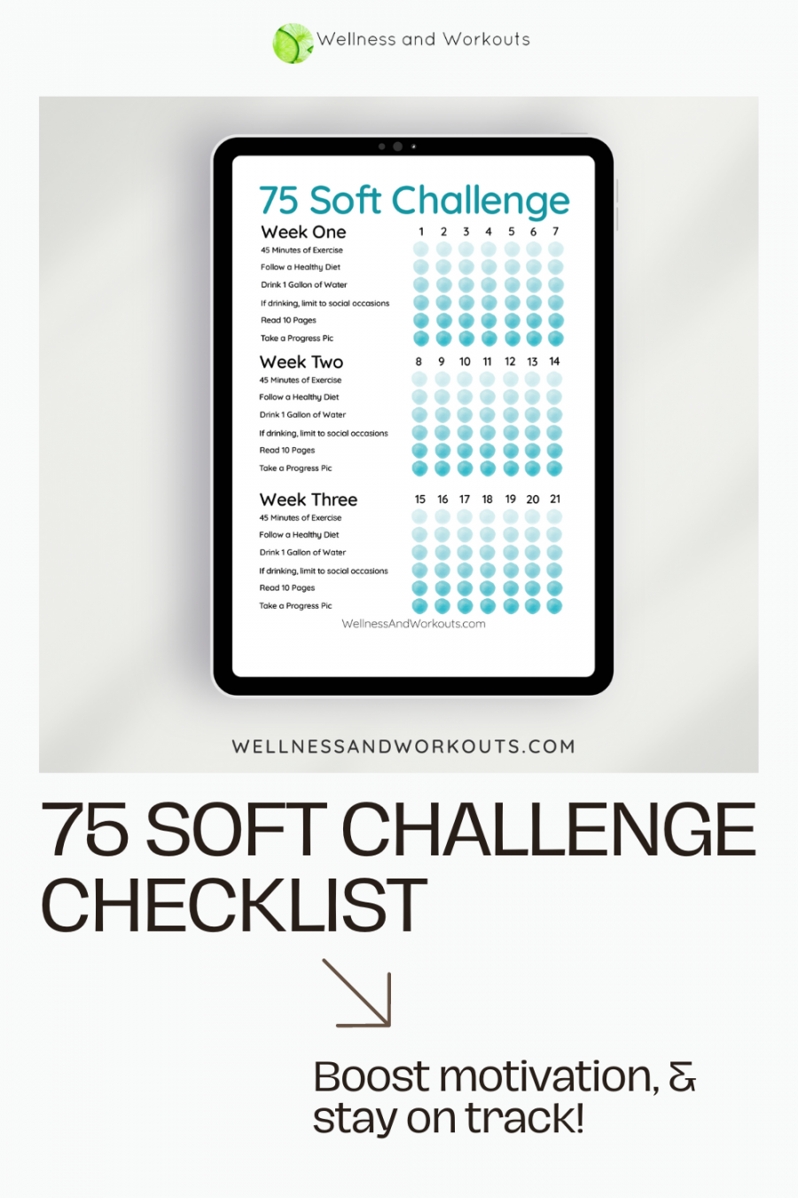 75 Soft Challenge Printable Free - Printable -  Soft Challenge Checklist