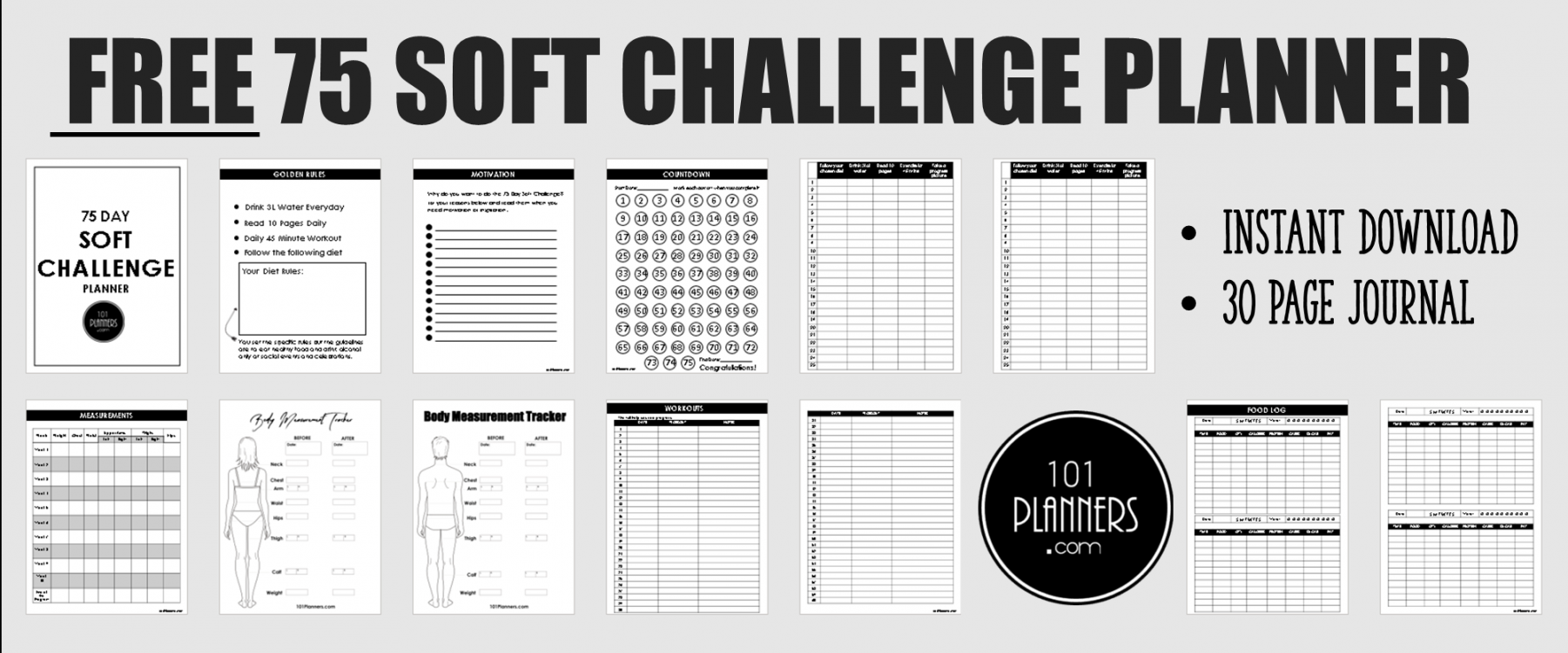 75 Soft Challenge Printable Free - Printable -  Soft Challenge Rules & PDF Planner
