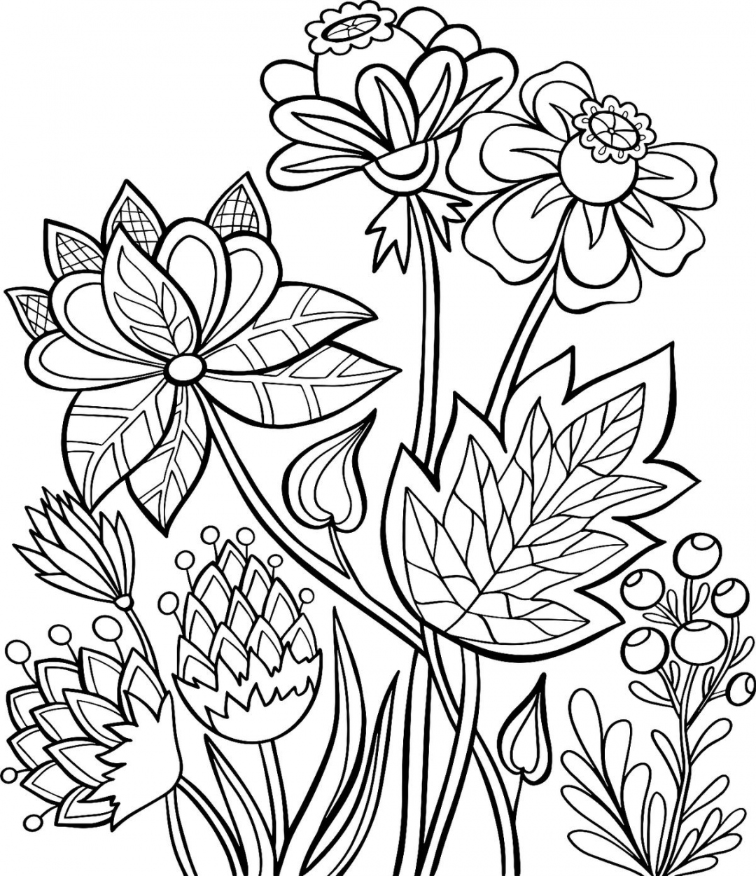 Free Printable Coloring Pages of Flowers - Printable - Spring Flowers Coloring Pages:  Free Printable Coloring Pages of