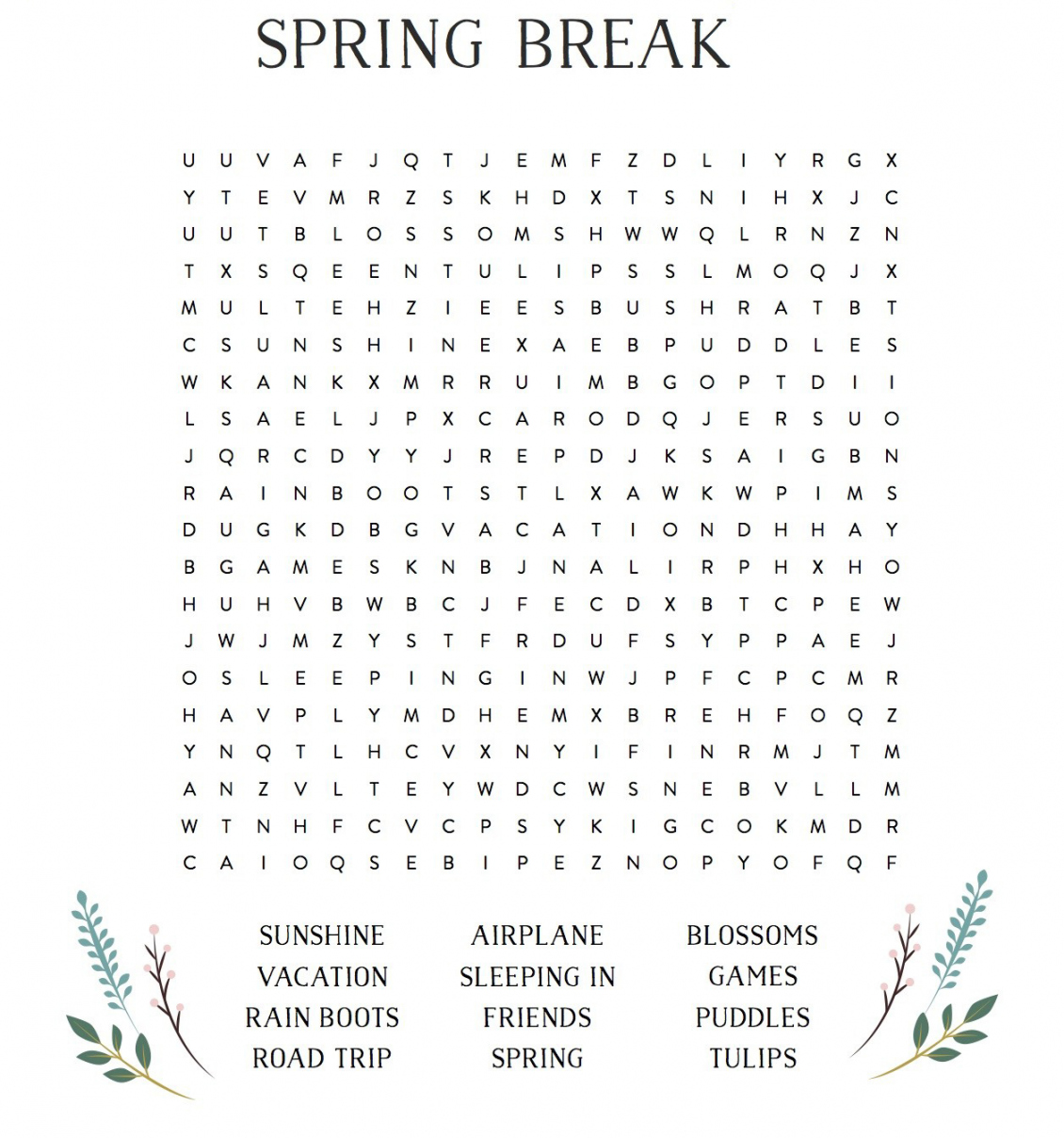 Spring Word Search Printable Free - Printable - Spring Word Search - Best Coloring Pages For Kids