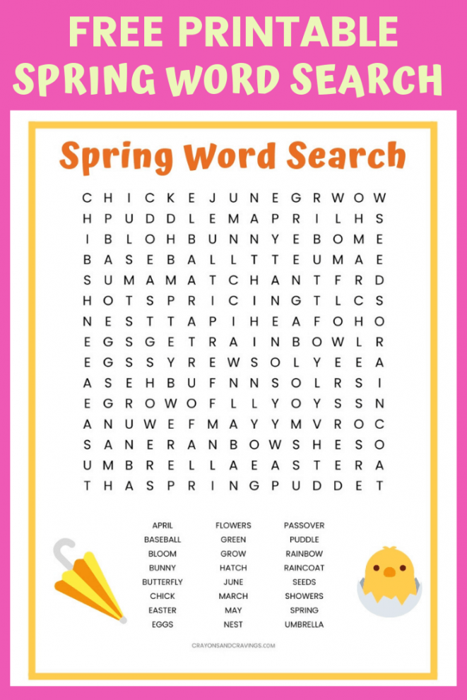 Spring Word Search Printable Free - Printable - Spring Word Search FREE Printable Worksheet for Kids