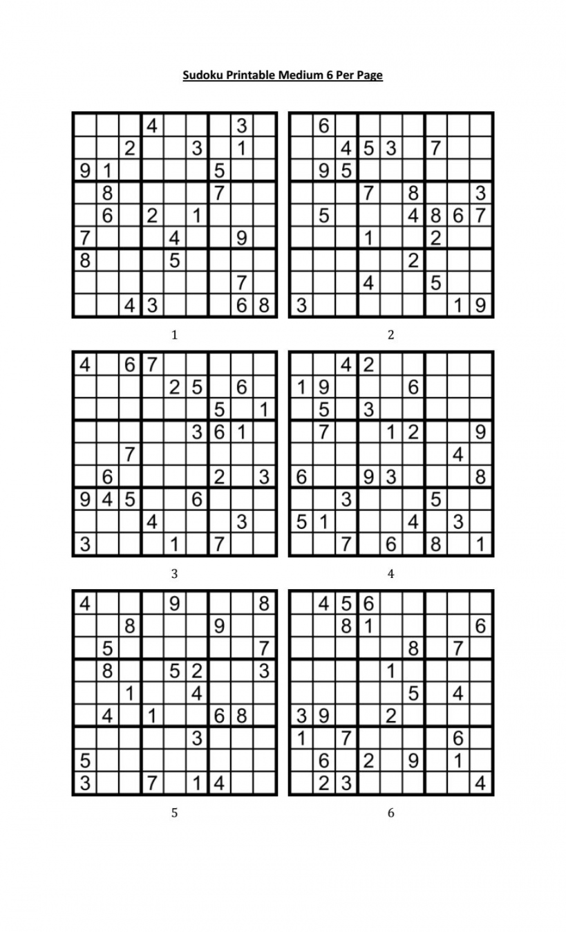 Free Printable Sudoku 6 Per Page - Printable - Sudoku printable medium  per page by Aaron Woodyear - Issuu