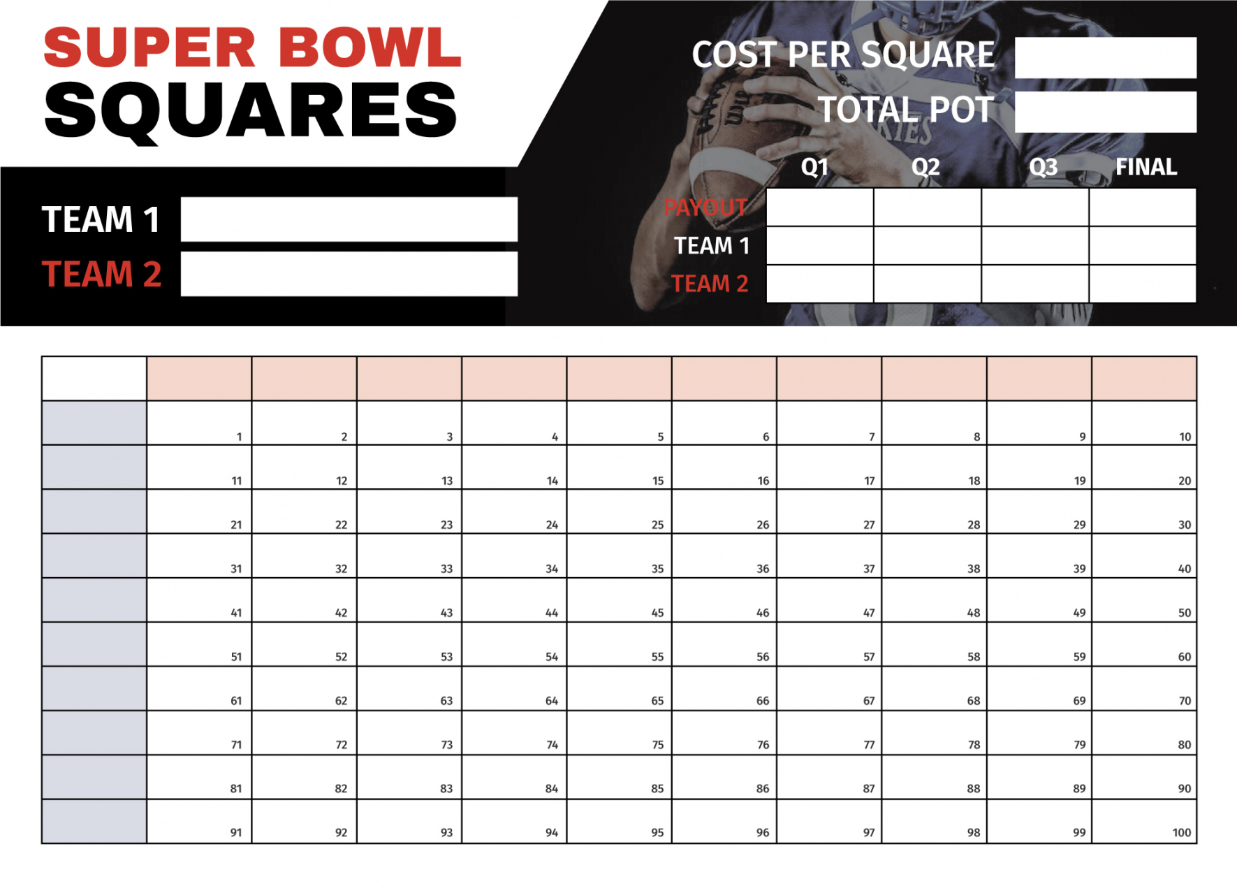 Free Printable Super Bowl Squares 2023 - Printable - Super Bowl Squares  Free Google Docs Template - gdoc
