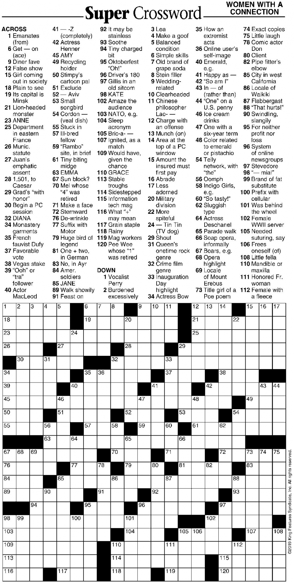 Free Printable Daily Crossword - Printable - Super Crossword Puzzle