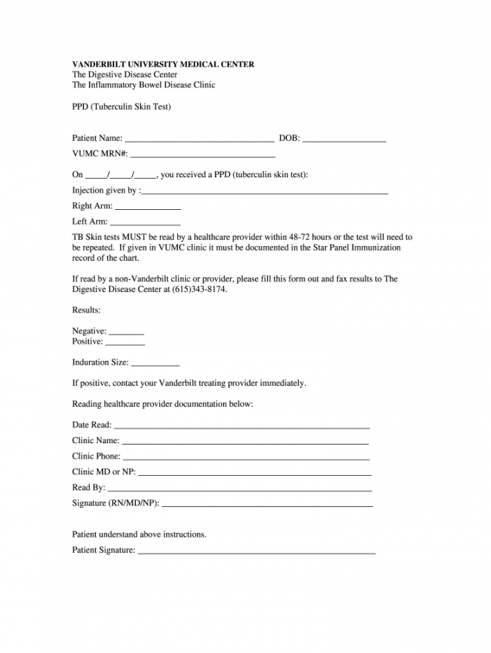 Blank Free Printable Tb Test Form - Printable - Tb Skin Test Form - Fill Online, Printable, Fillable, Blank