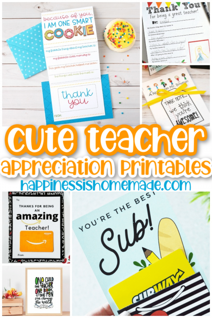 Free Printables For Teacher Appreciation - Printable -  Teacher Appreciation Printables - Happiness is Homemade