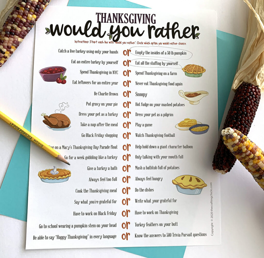 Thanksgiving Would You Rather Printable Free - Printable - Thanksgiving Would You Rather Free Printable Game - The Crafting