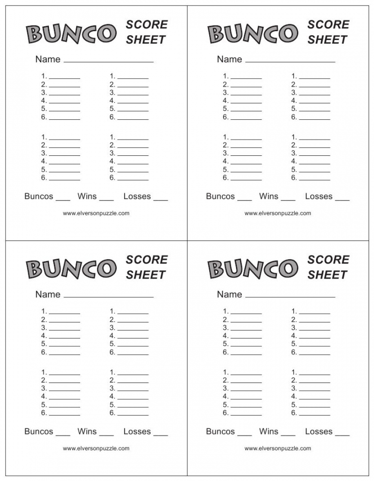 Free Printable Bunco Score Sheets - Printable - This is the Bunco Score Sheet download page