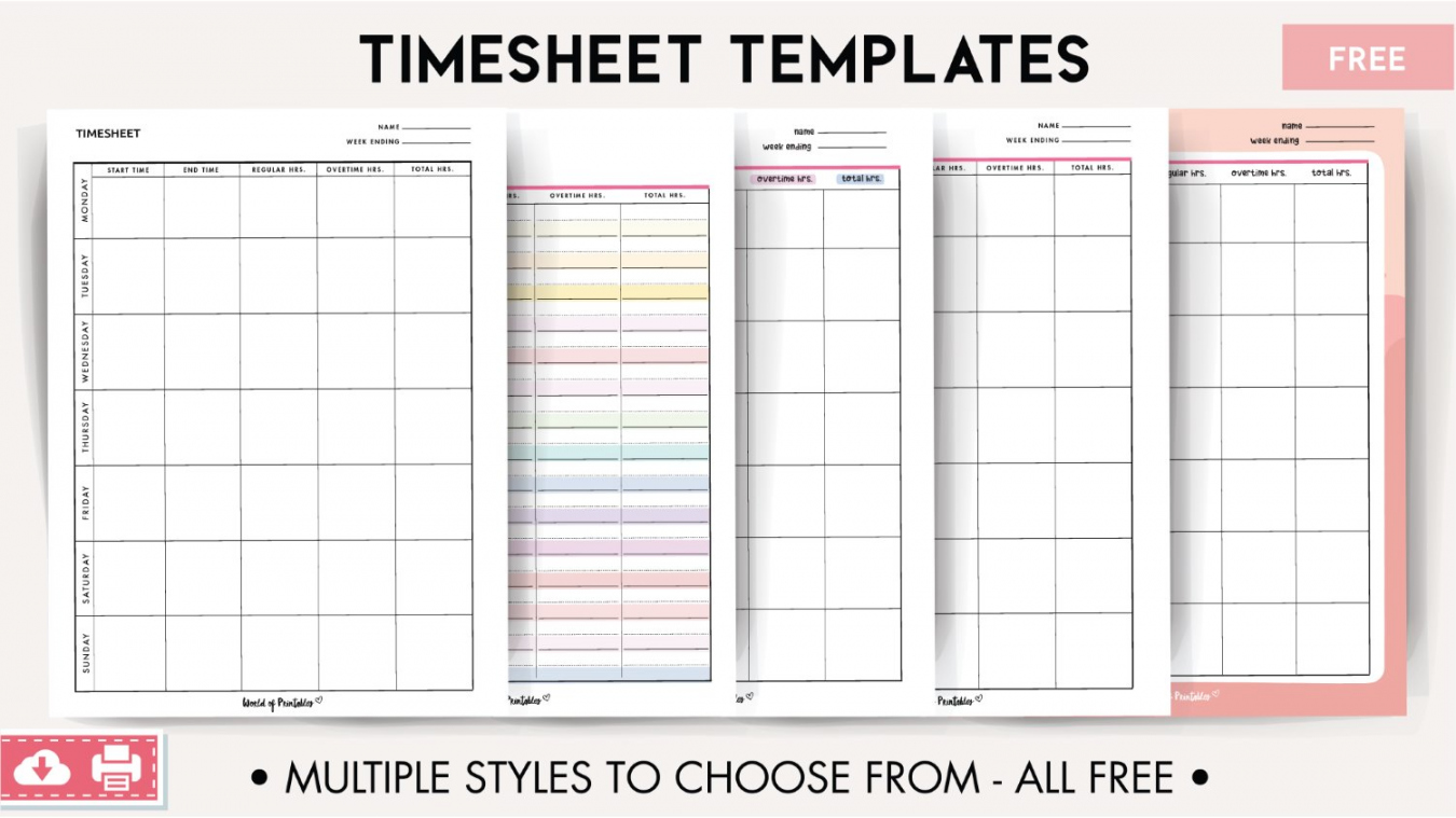 Free Printable Time Sheets - Printable - Timesheet Templates - World of Printables