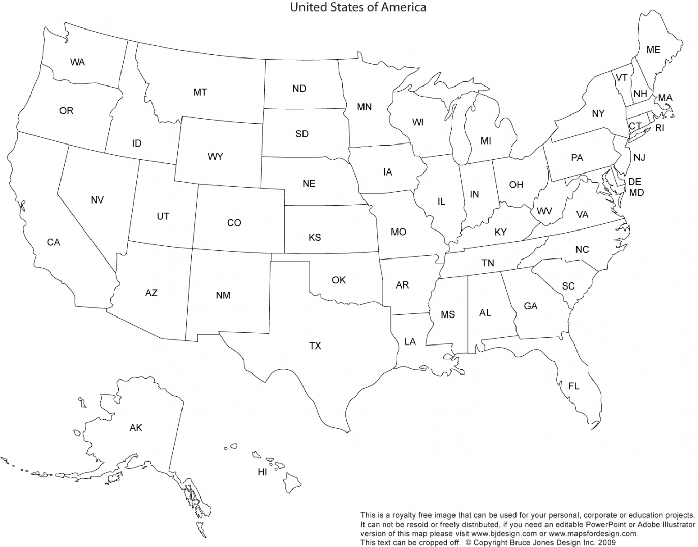 Free Printable Map of The USA - Printable - US and Canada Printable, Blank Maps, Royalty Free • Clip art