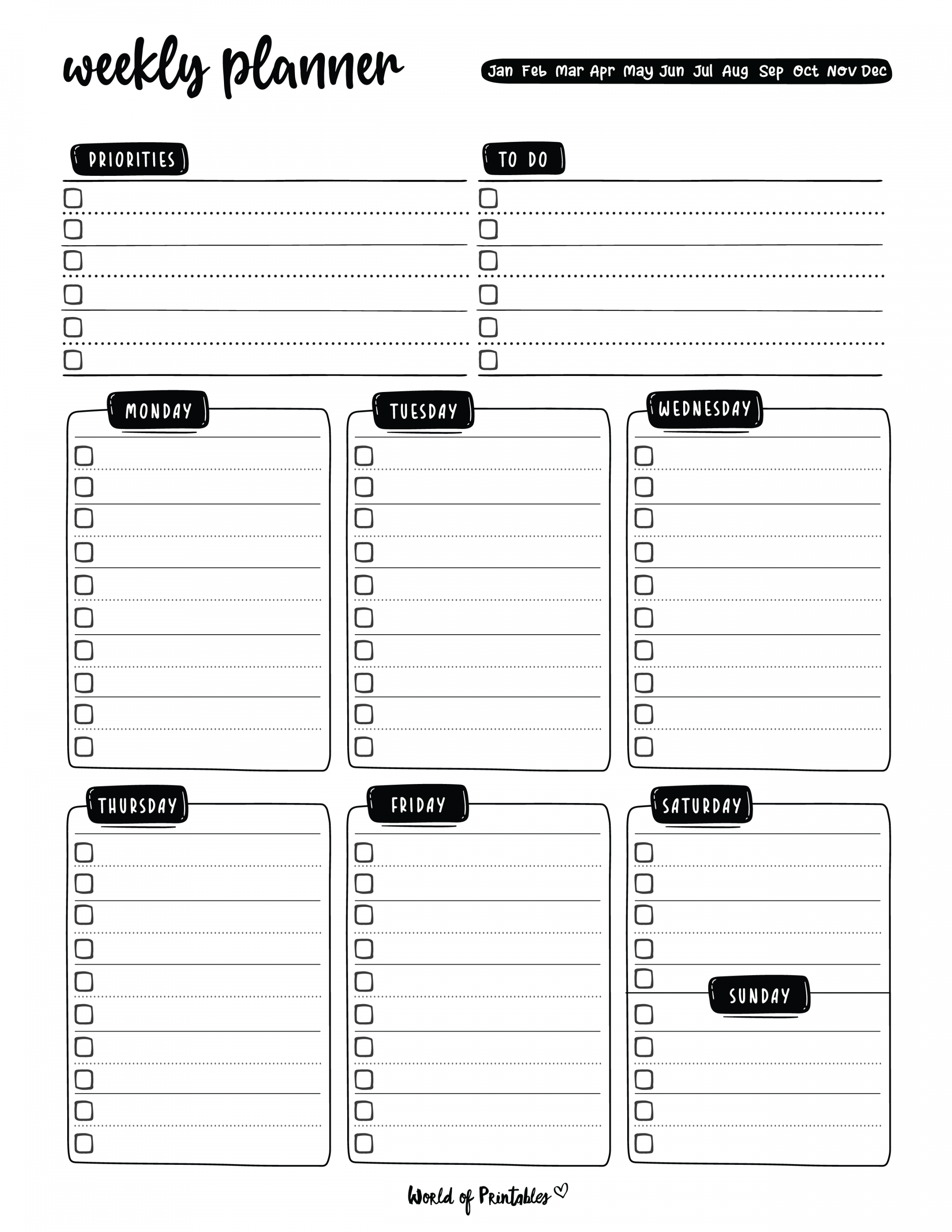 Weekly Planner Printable Free - Printable - Weekly Planner Templates - World of Printables