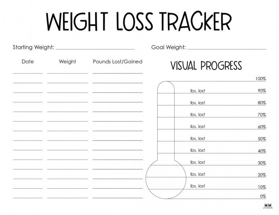 Free Printable Weight Loss Tracker - Printable - Weight Loss Trackers -  FREE Printables  Printabulls