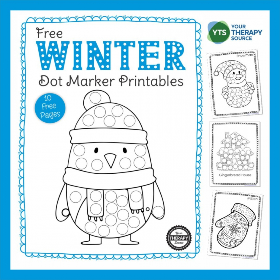 Free Dot Art Printables - Printable - Winter Dot Art - Free Printable Packet - Your Therapy Source