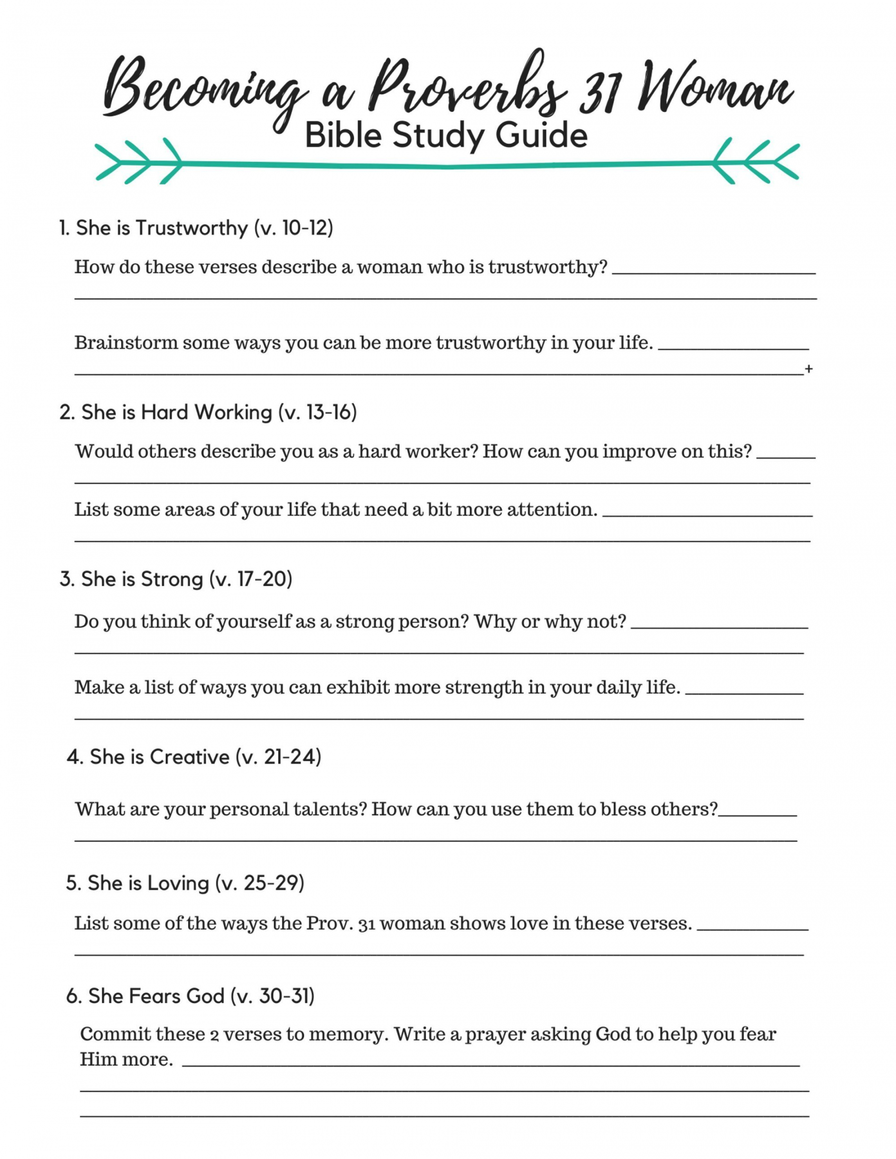 Free Printable Ladies Bible Study Lessons - Printable - You CAN Be a Proverbs  Woman - It