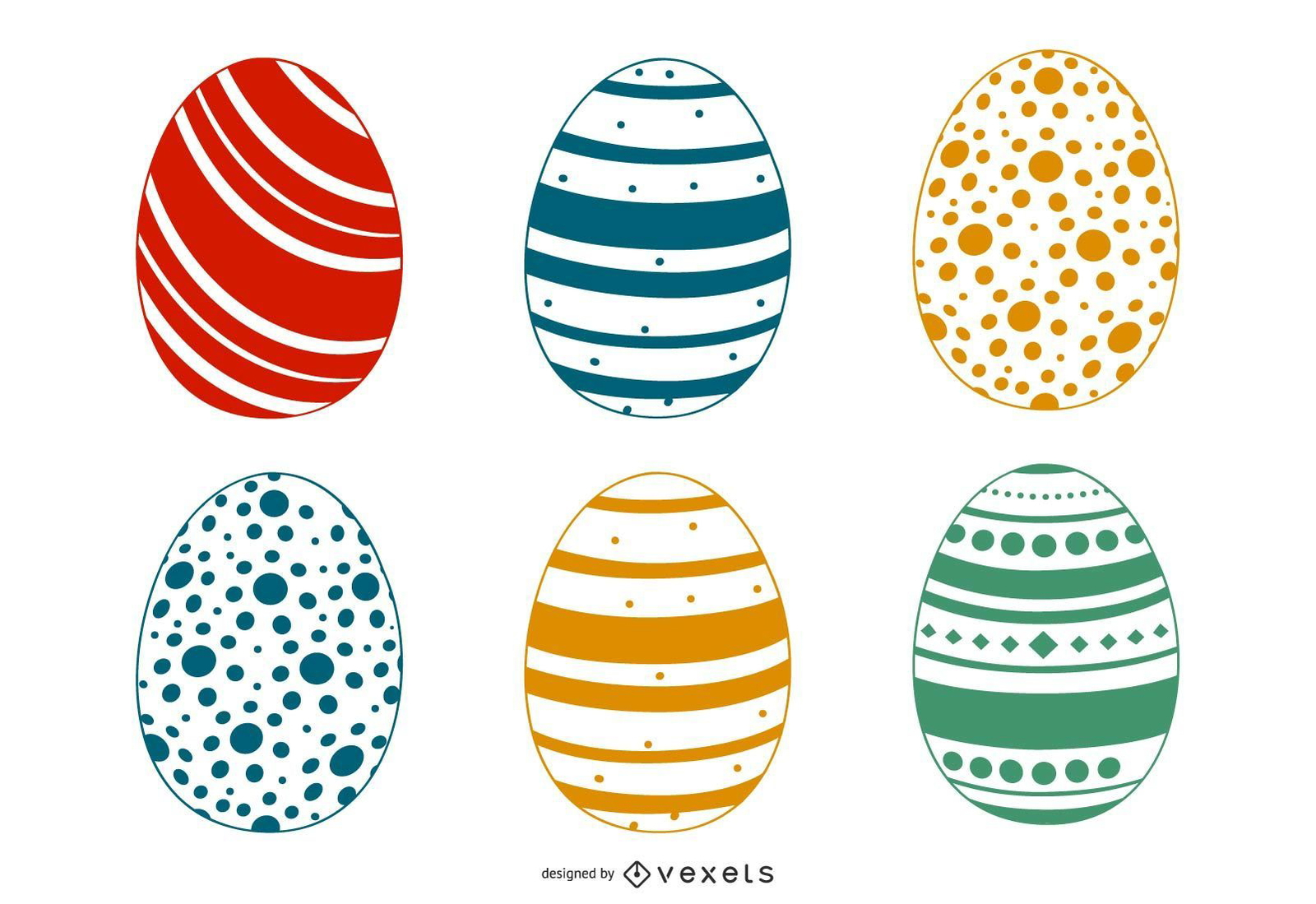 Decorated Colorful Easter Egg Set Vector Download pertaining to Colorful Easter Eggs Printable