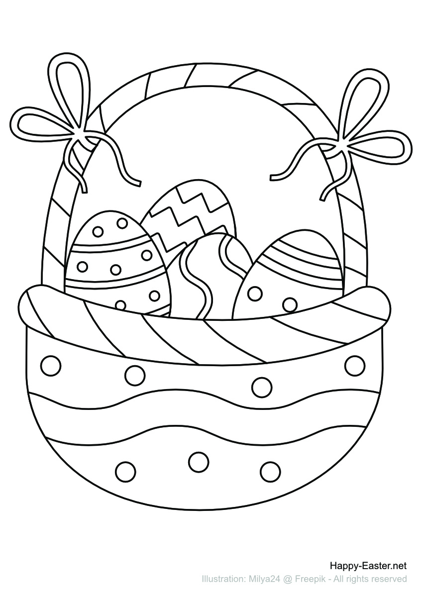 Free Printable Coloring Page | Easter Egg Basket With Bows throughout Free Printable Easter Eggs Basket