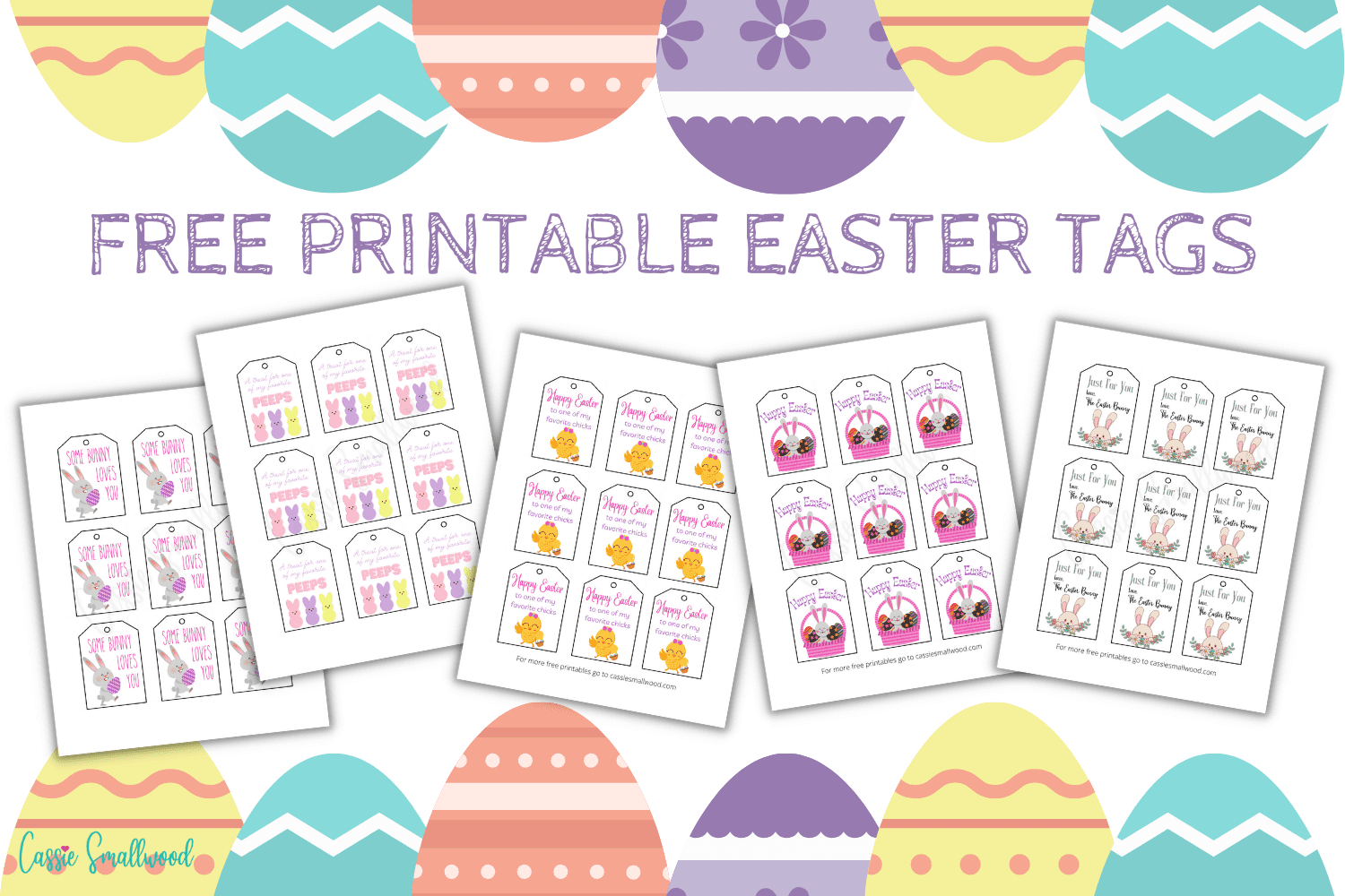 Free Printable Easter Tags {20 Unique Designs} - Cassie Smallwood intended for Printable Easter Name Tags For Baskets