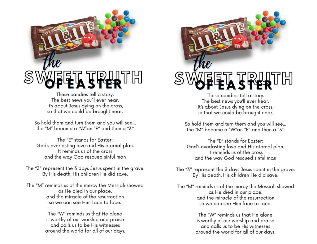 M&amp;M Easter Poem For Kids [Free Printable] Short Religious Rhyming within Free Printable Easter Speeches For Church