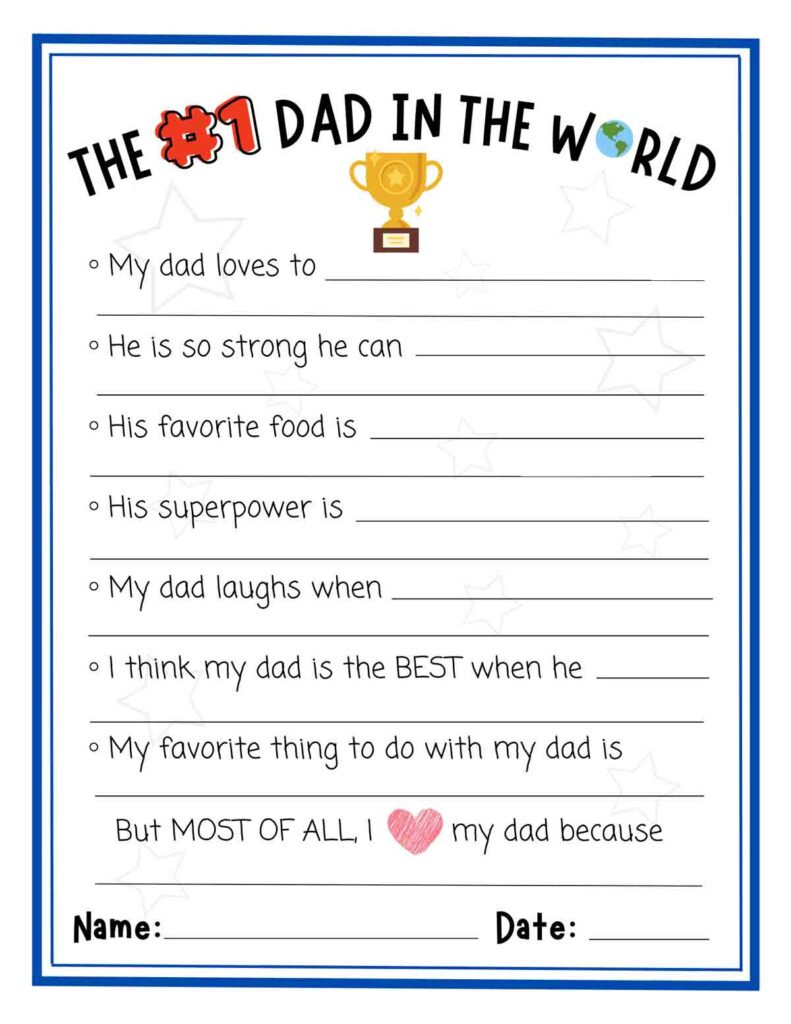 1 Best Dad Father&amp;#039;S Day Free Printable in Fathers Day Fill in the Blank Printable Free