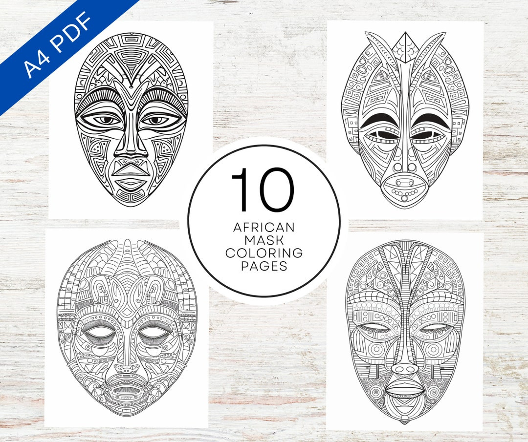 10 African Mask Coloring Pages | A4 Printable Pdf | Pattern regarding Kids Printable African Patterns