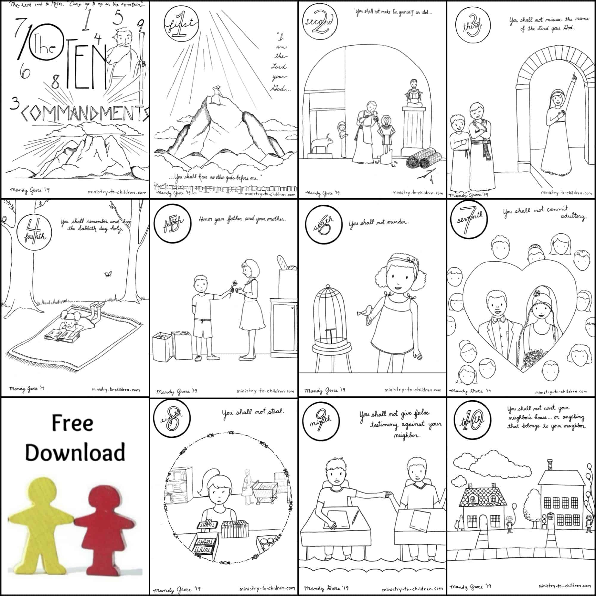 10 Commandments Coloring Book [Free Printable Pdf] Pages For Kids within 10 Commandments Free Printable