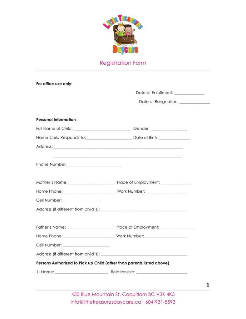 10+ Daycare Application Form Templates - Pdf, Doc Format Download with regard to Free Printable Daycare Forms Templates