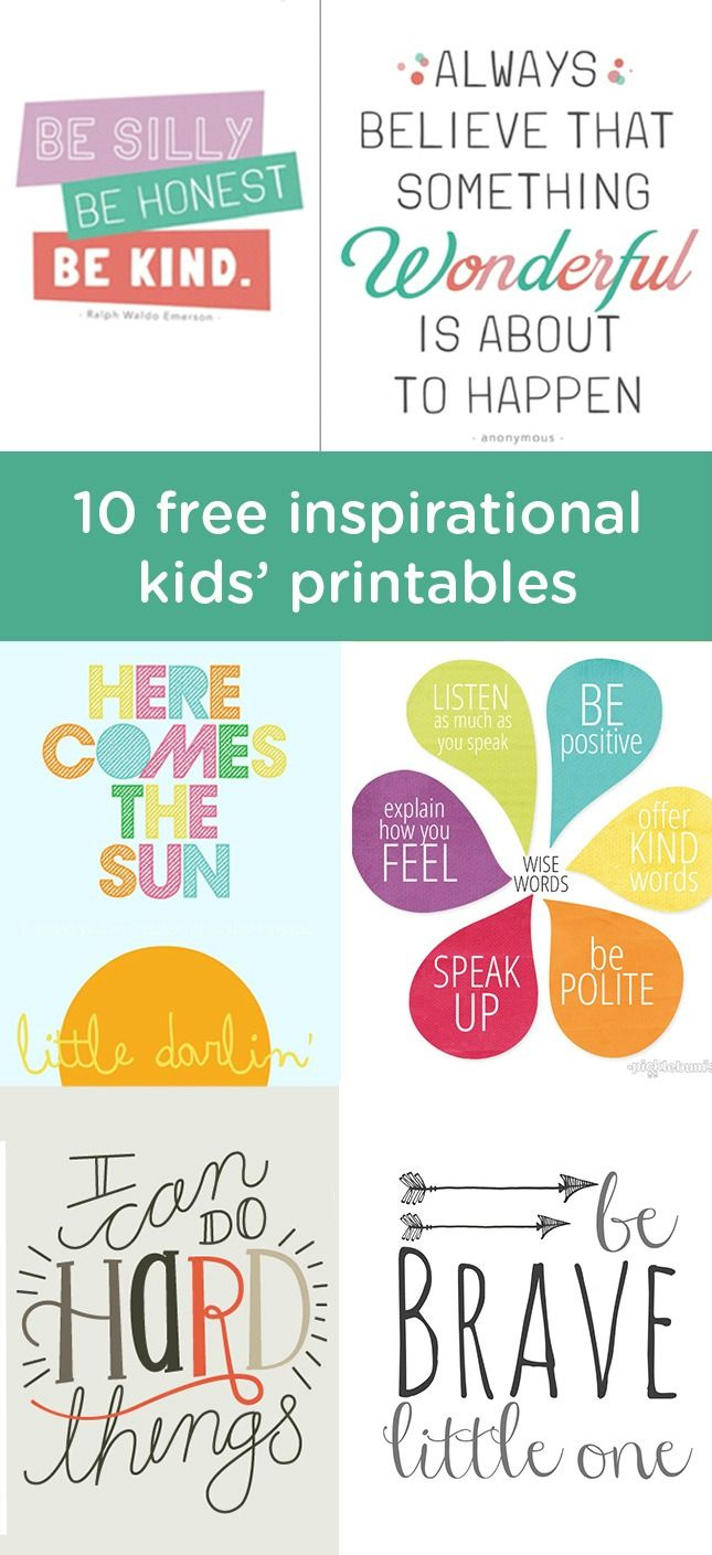 10 Free Printable Inspirational Prints For Kids within Free Printable Positive Words