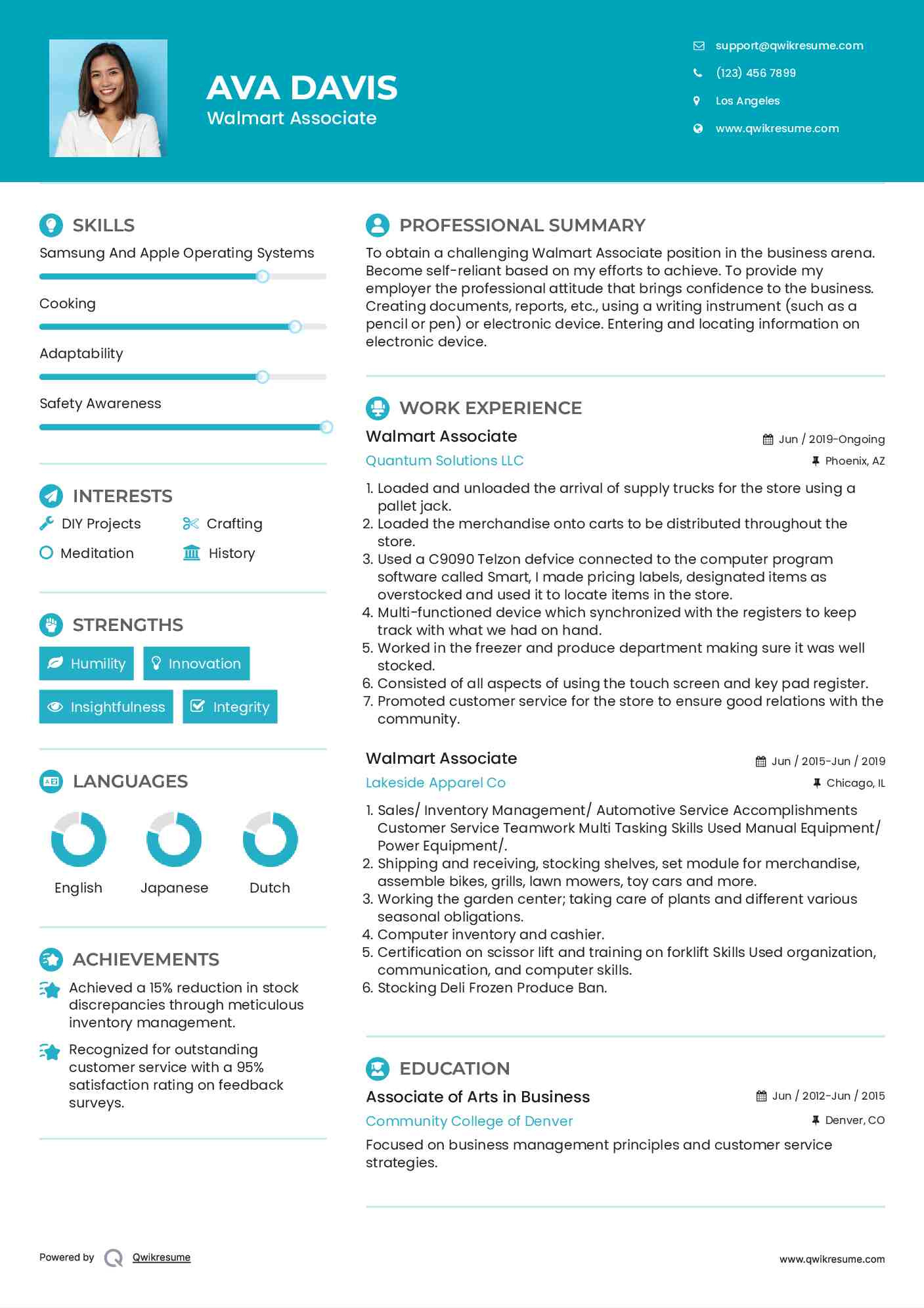 10+ Walmart Associate Resume Samples &amp;amp; Templates For 2025 throughout Free Printable Job Application For Walmart