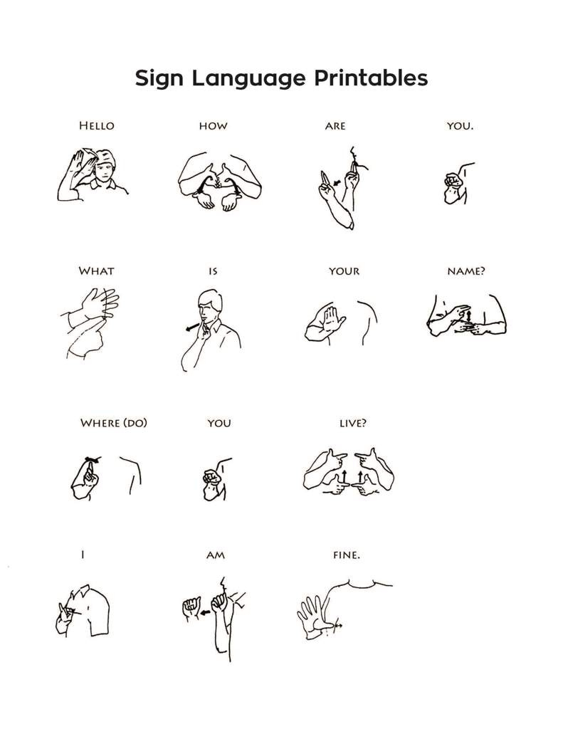 100 Basic Sign Language Words Printable - Printable Party Favors within Free Printable Sign Language Phrases