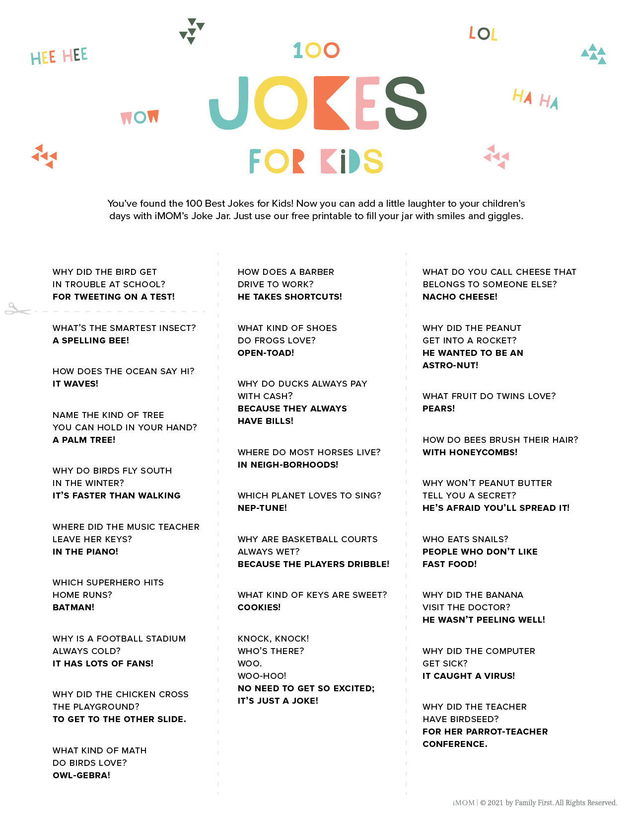 100 Hilarious Jokes For Kids - Funny Jokes For All Ages! - Imom with regard to Free Printable Funny Jokes
