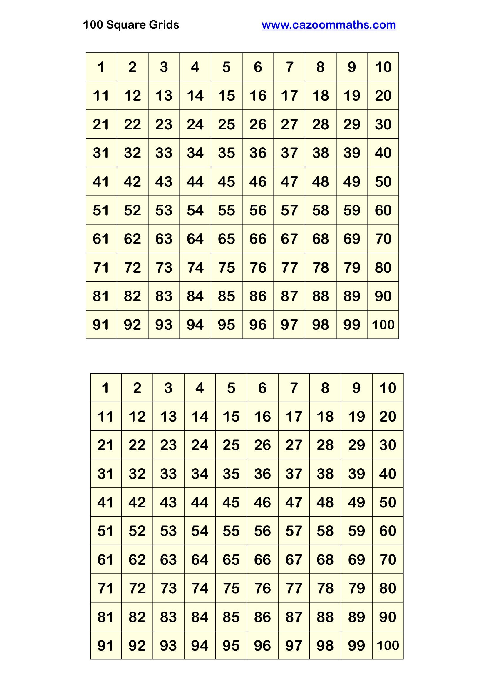 100 Square Grids (2 Per Page) | Free Teaching Resources throughout 100 Square Printable Free