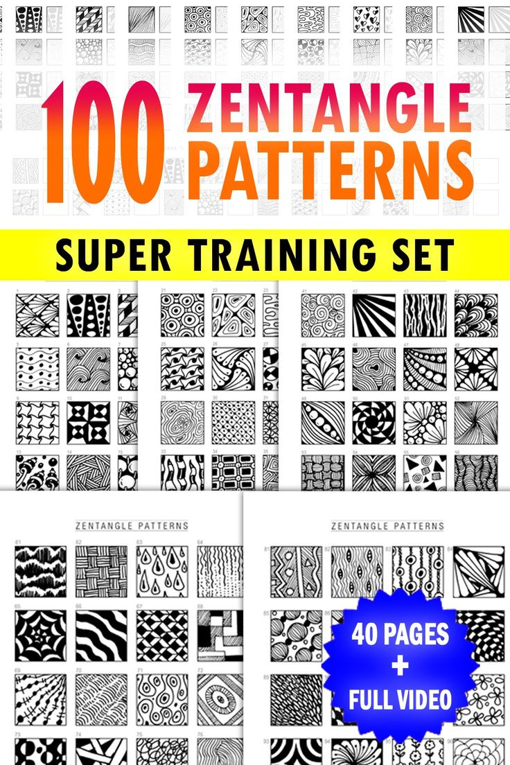100 Zentangle Patterns Templates in Free Printable Zentangle Patterns