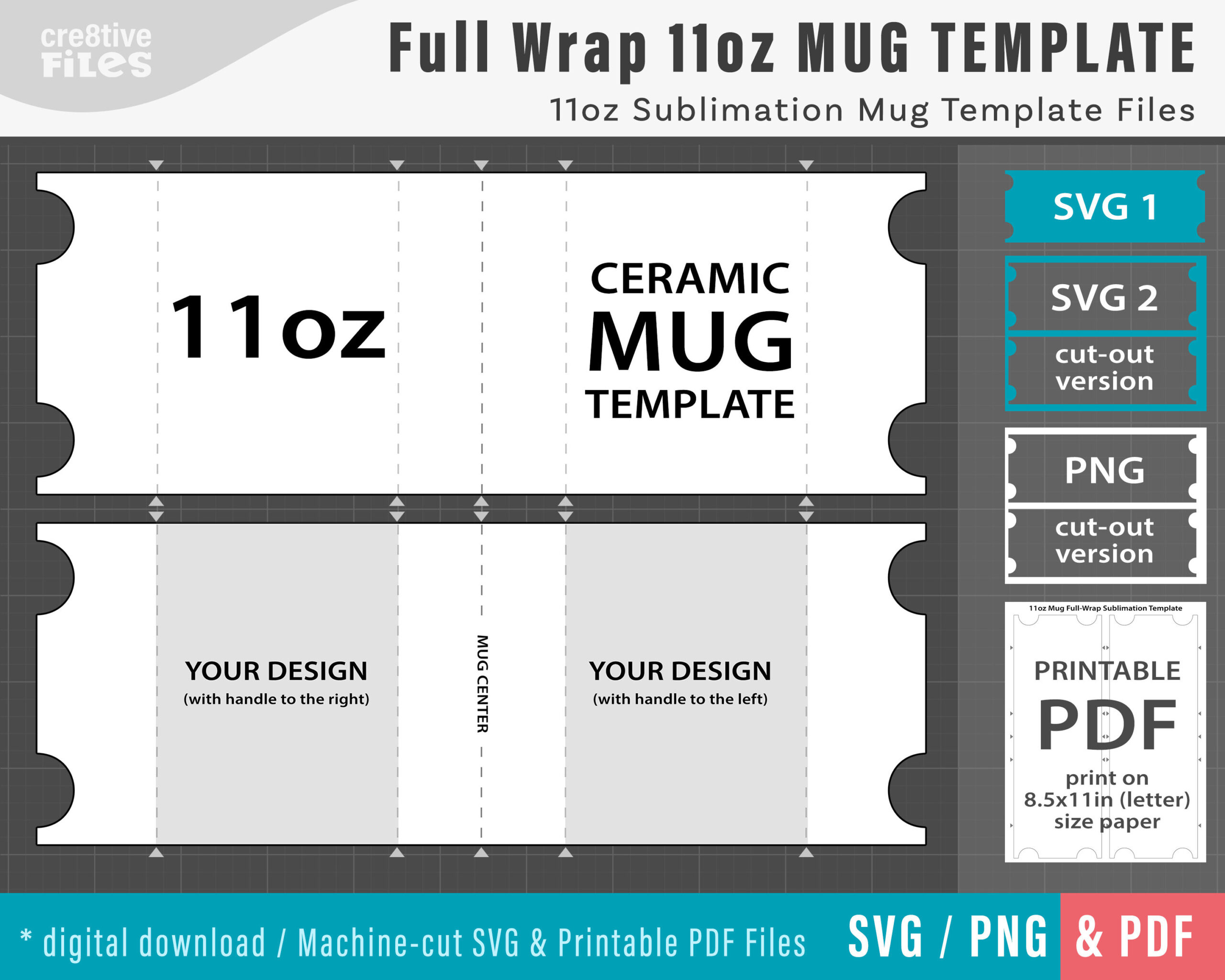 11 Oz Mug Sublimation Template / Svg, Png, Pdf / Printable Files pertaining to 11 Oz Mug Template Free