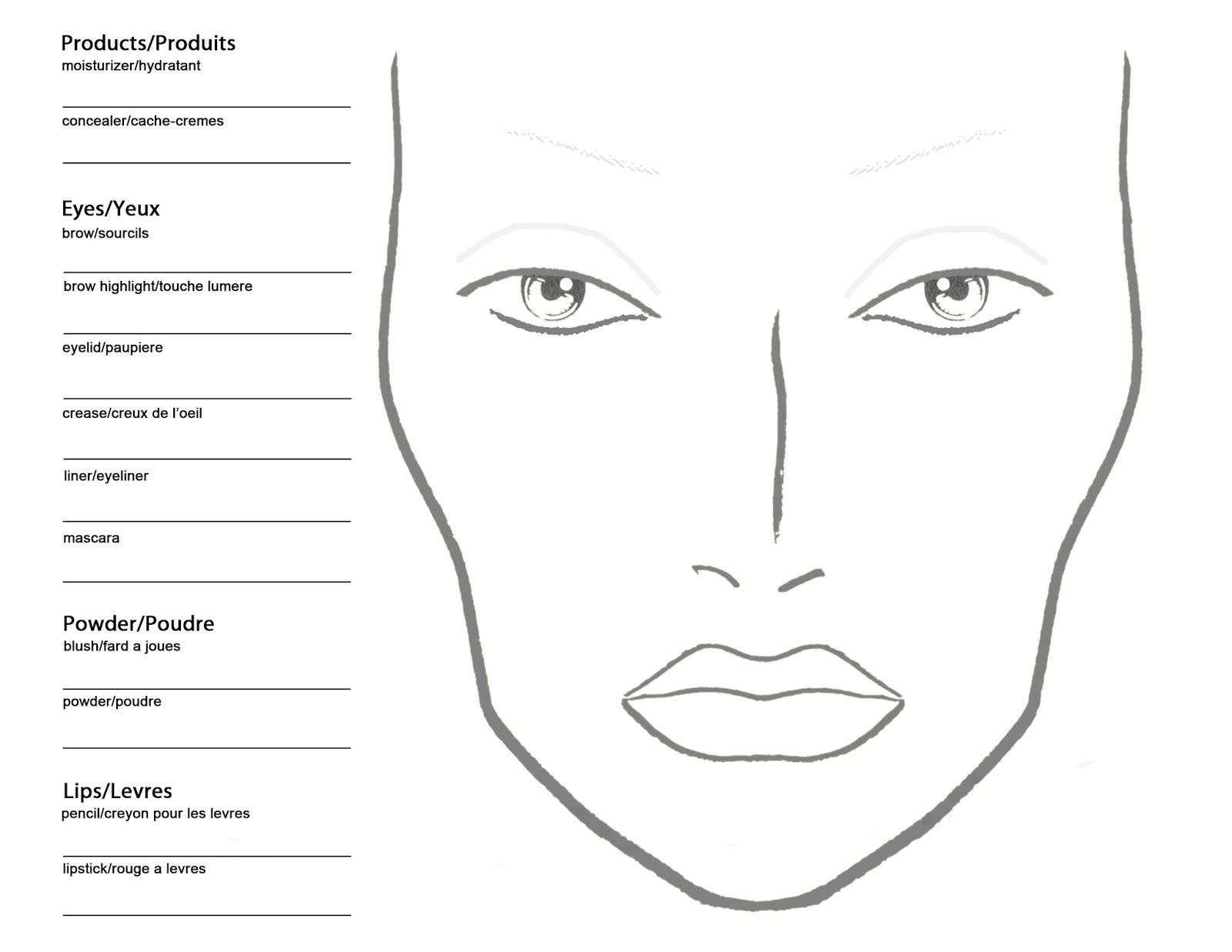 12 Face Chart Ideas | Face Chart, Makeup Face Charts, Face Template for Free Printable Face Charts For Makeup Artists