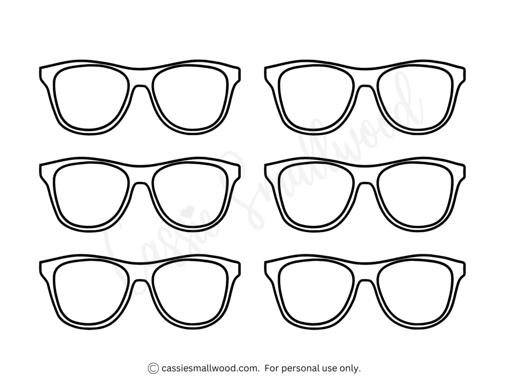 12 Glasses Templates (Sunglasses And Eyeglasses) - Cassie Smallwood intended for Sunglass Template Printable Free