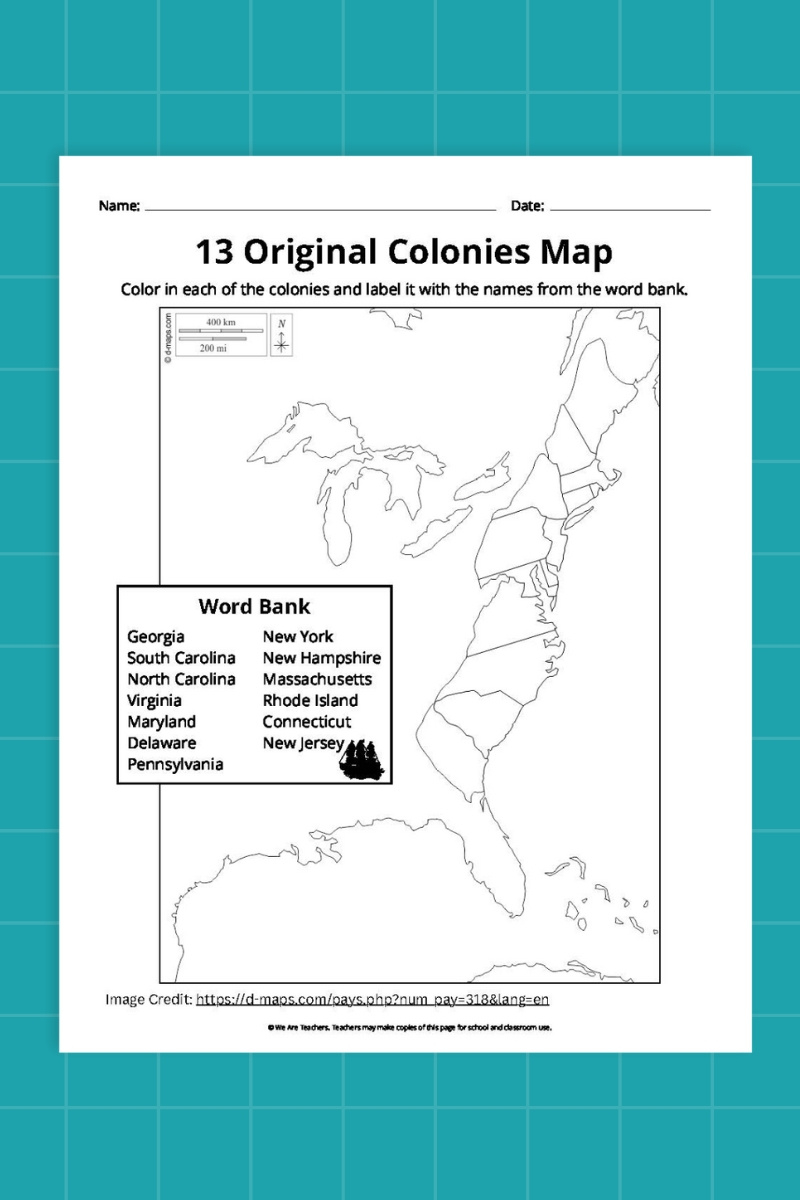 13 Original Colonies Map Bundle (Free Printable Worksheets) intended for 13 Colonies Blank Map Free Printable