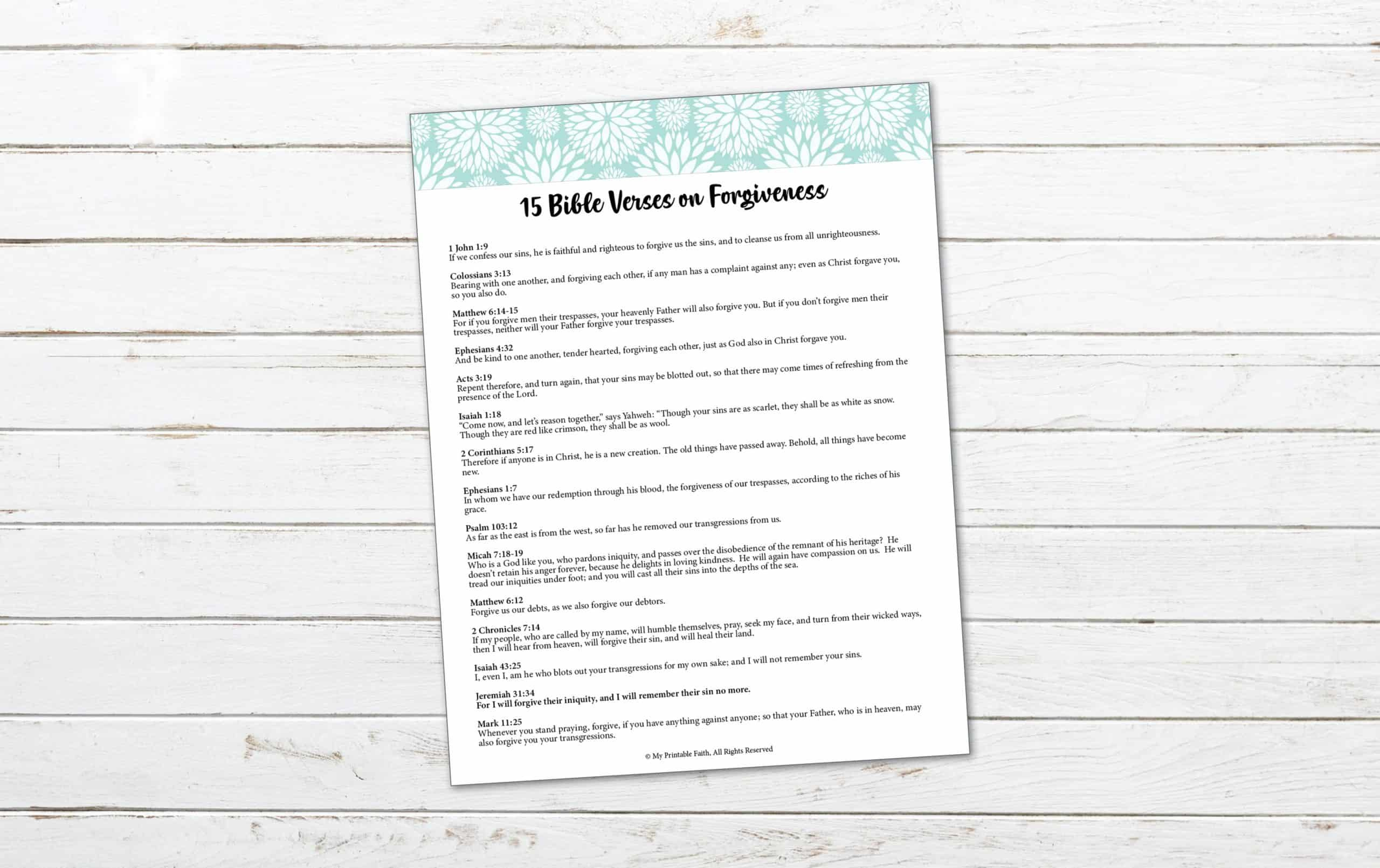 15 Bible Verses On Forgiveness - My Printable Faith regarding Free Printable Bible Study On Forgiveness