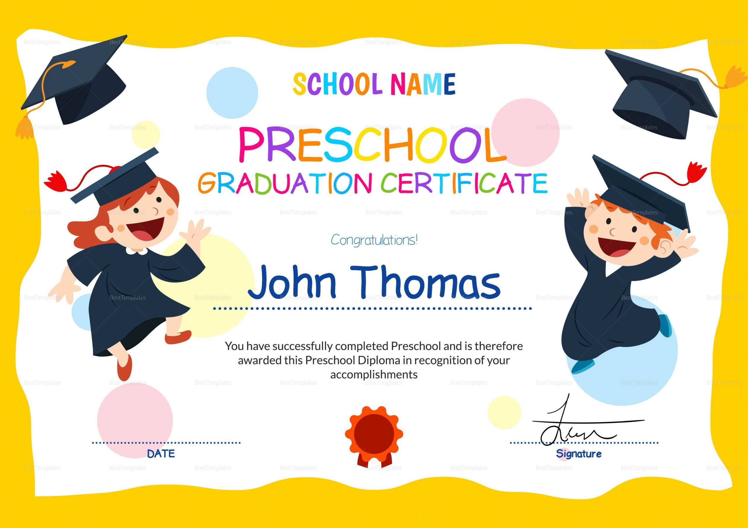 18+ Preschool Certificate Templates - Pdf inside Free Printable Preschool Certificates