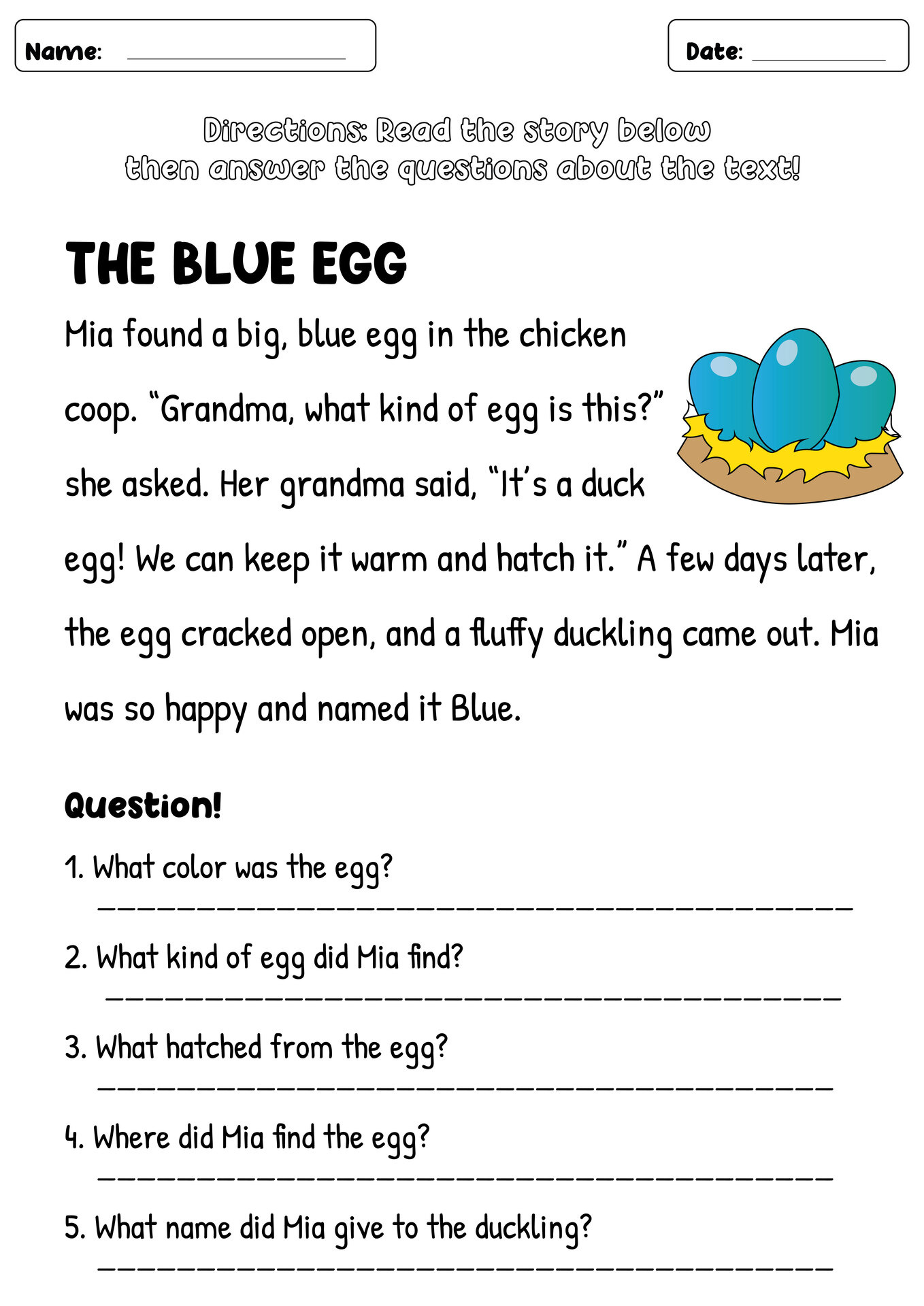 18 Wh-Questions Reading Comprehension Worksheets - Free Pdf At regarding Free Printable Short Stories with Comprehension Questions
