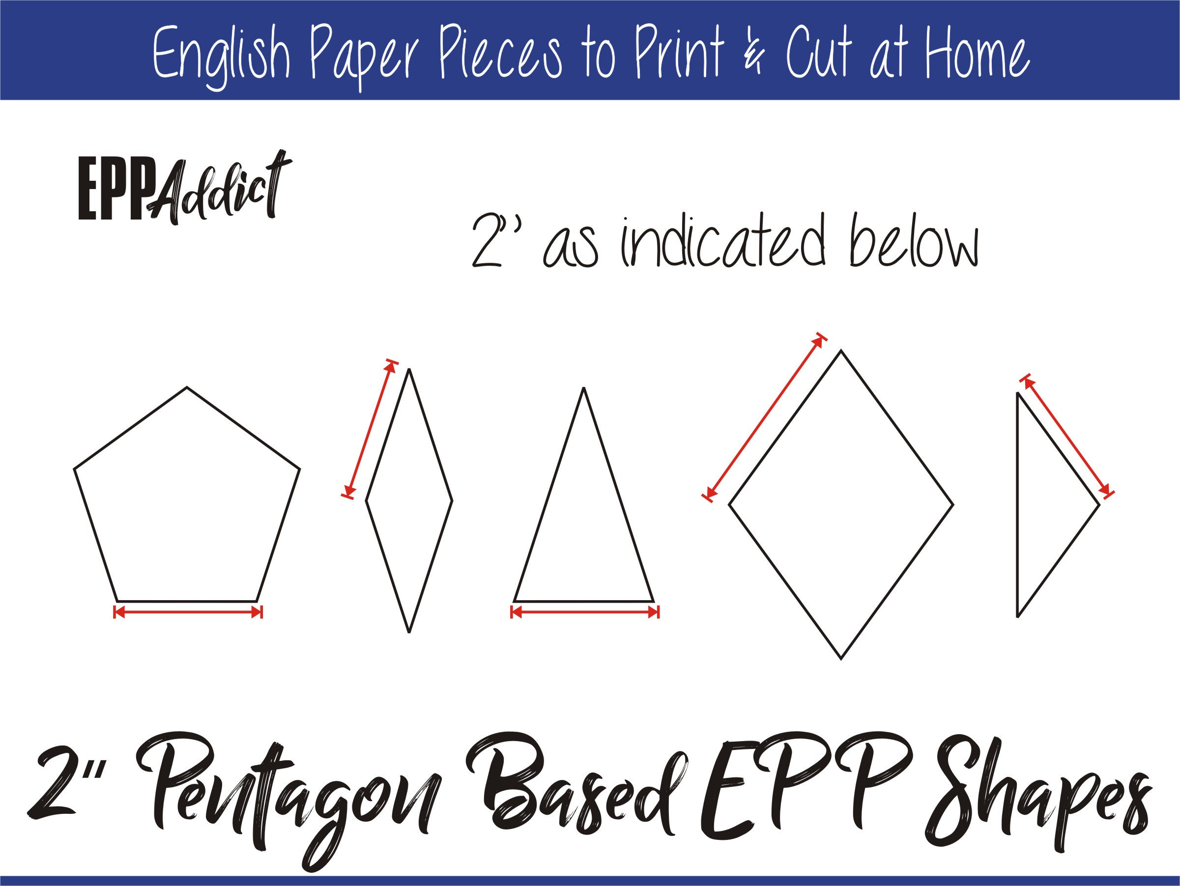 2" Print At Home Pentagon Based Shapes For English Paper Piecing for 2 Inch Printable Pentagon English Paper Piecing Pattern