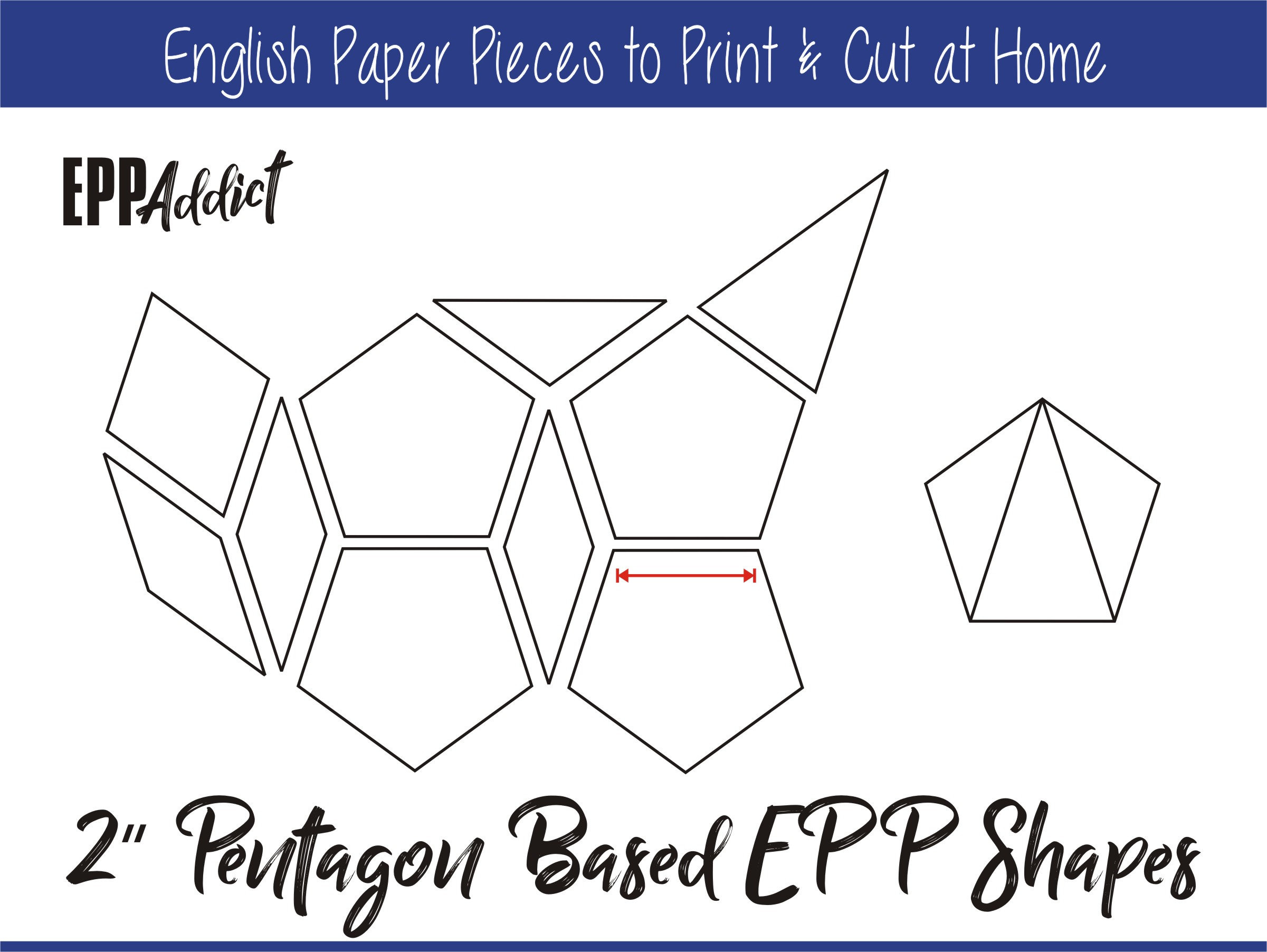 2" Print At Home Pentagon Based Shapes For English Paper Piecing throughout 2 Inch Printable Pentagon English Paper Piecing Pattern