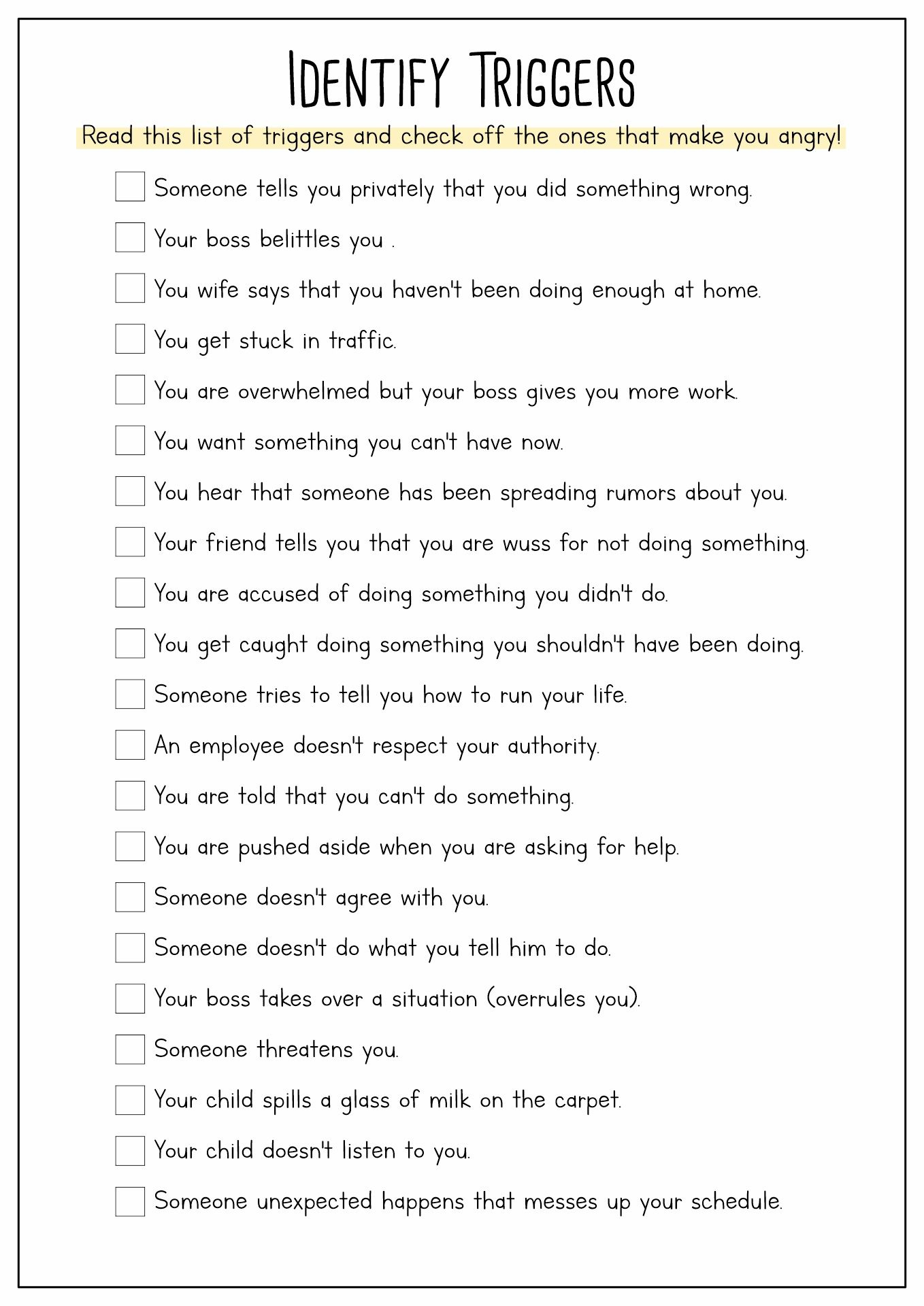 20 Anger Worksheets For Adults | Anger Worksheets, Anger with Free Printable Anger Management Activities For Adults