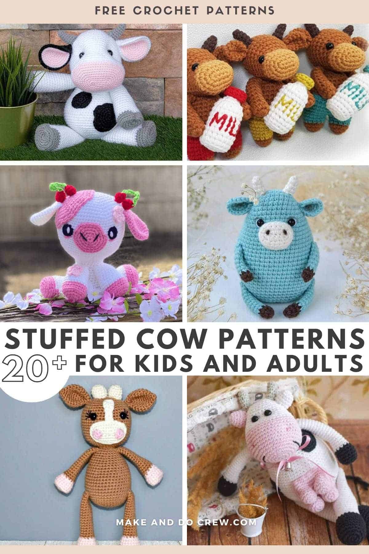 20 Cute Free Crochet Cow Patterns » Make &amp; Do Crew for Free Printable Stuffed Cow Pattern