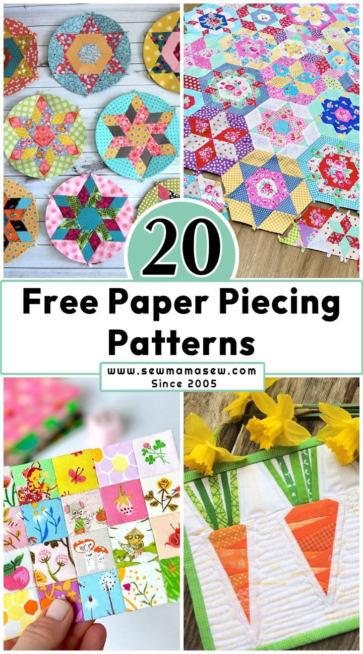 20 Free Paper Piecing Patterns (Epp And Fpp Patterns) - Sew Mama Sew for Free Printable Foundation Piecing Patterns