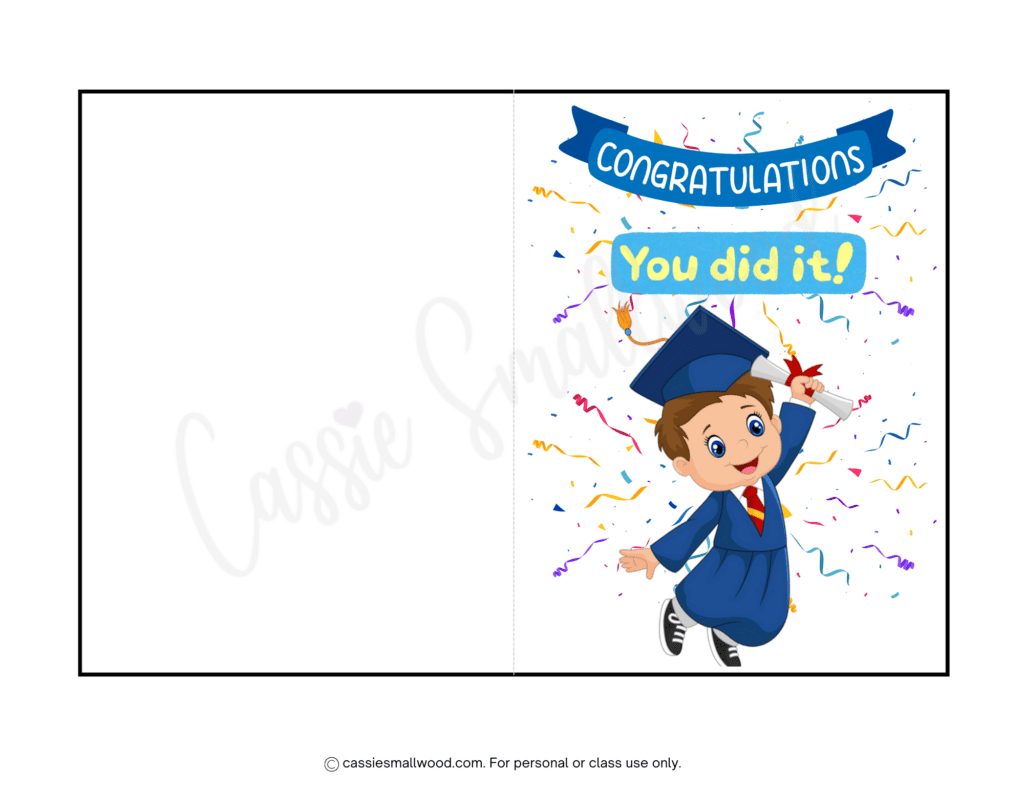 20 Free Printable Graduation Cards - Cassie Smallwood pertaining to Free Printable Pre K Graduation Cards