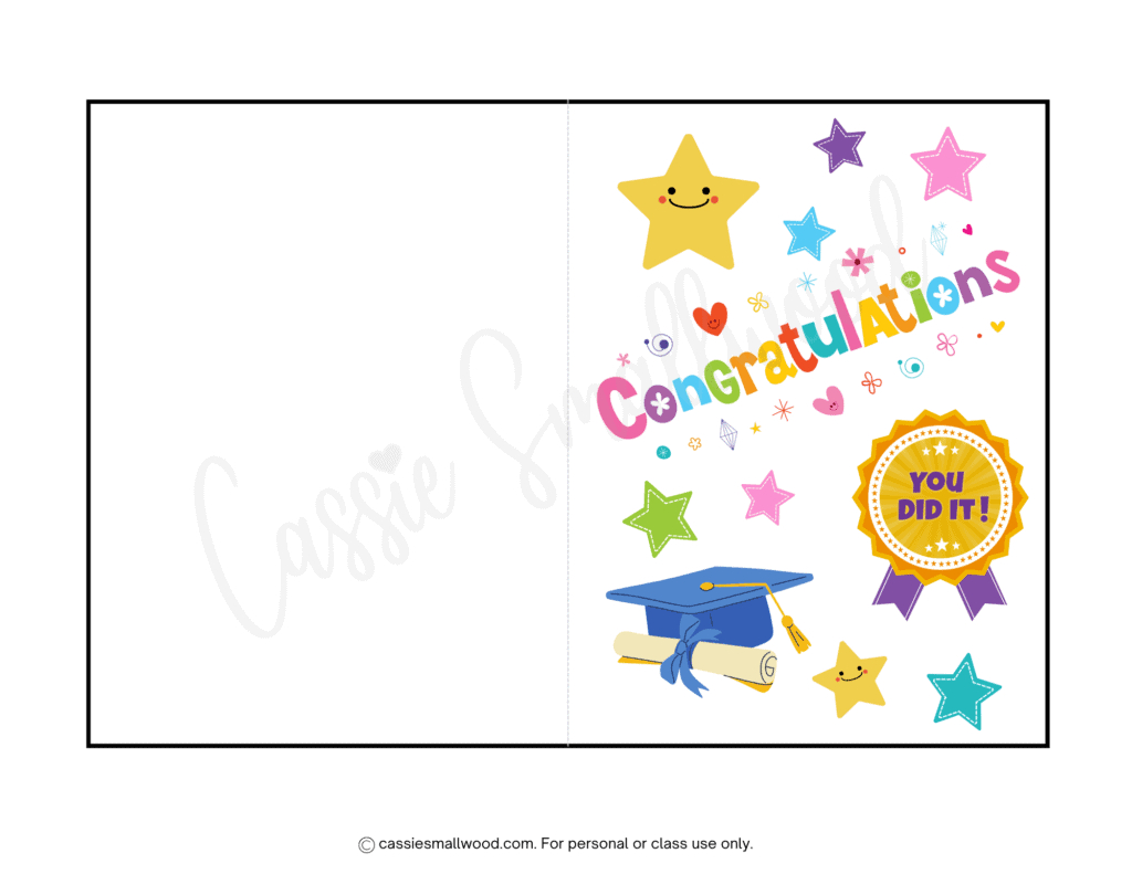 20 Free Printable Graduation Cards - Cassie Smallwood with regard to Free Preschool Graduation Printables
