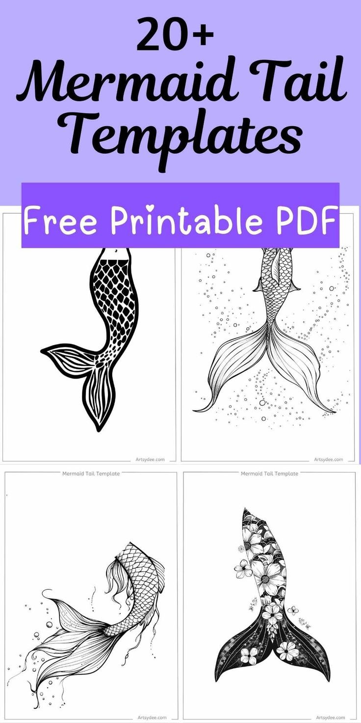 20+ Free Printable Mermaid Tail Templates! (Creative Printable Pdf) with Free Printable Mermaid Tail Stencil