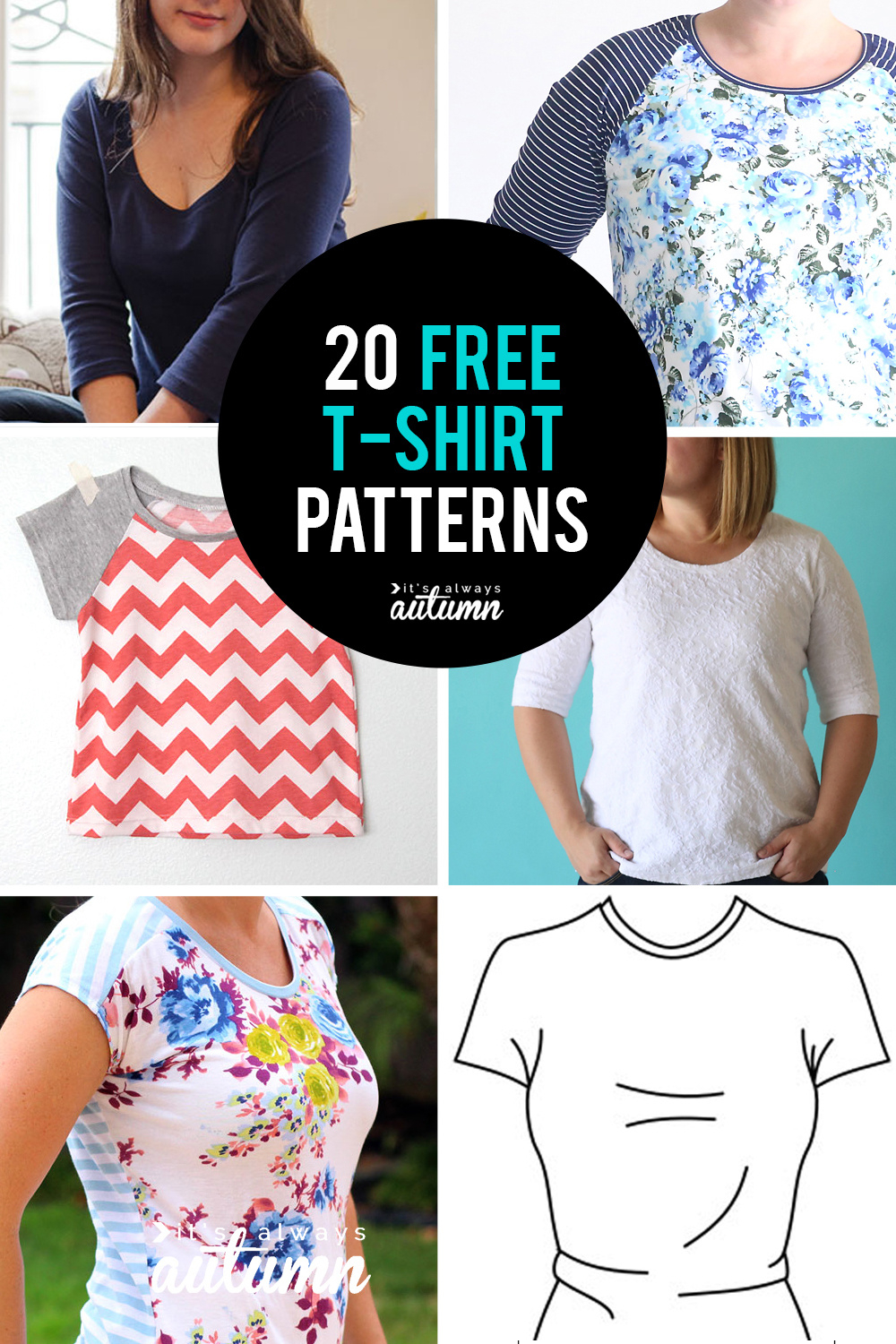 20 Free T-Shirt Patterns You Can Print + Sew At Home - It&amp;#039;S Always with Free Printable Top Patterns
